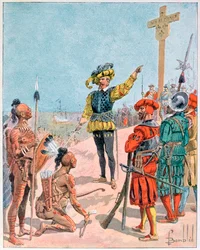 Jacques Cartier tar gaspebukten i besittning, Kanada, 1534 1900
