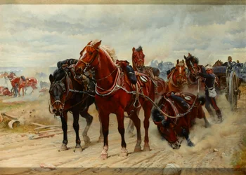 Patient Heroes, ett Royal Horse Artillery Gun Team i aktion, 1882 cirka