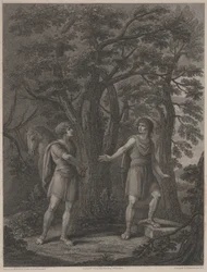 Illustration från "Palamon and Arcite", tryck gjord av Francesco Bartolozzi 1797 (stippstick)