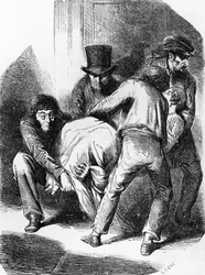 Illustration för hertiginnan av Langeais, roman av Honore de Balzac (1799-1850) från samlingen i flera volymer med titeln Human Comedy, gravyr av Laisne