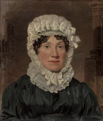Porträtt av Mrs Ben Marshall (olja på duk) (se 158573 för par)