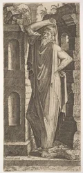 Sankt Filip, stående med vänster hand på höften och höger hand vilande på hans he..., 1545.