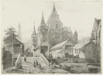 Utsikt över Nieuwmarkt i Amsterdam
