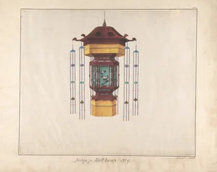 Design för Halllampa nr 9, ca. 1845.