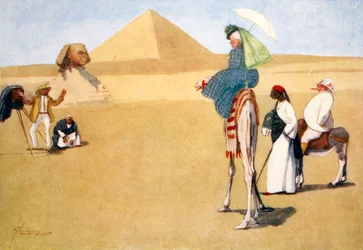 "Poserar vid pyramiderna", 1908.