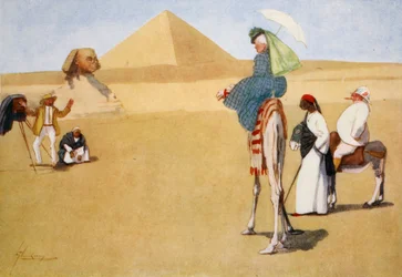 Posering vid pyramiderna, ur Egyptens ljusa sida, 1908