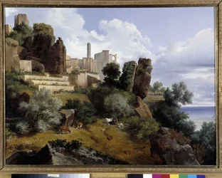 Utsikt över Roquebrune, Italien (olja på duk)