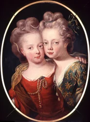 Dubbelporträtt av Isabella Charlotte och Sophia Hedwig som barn