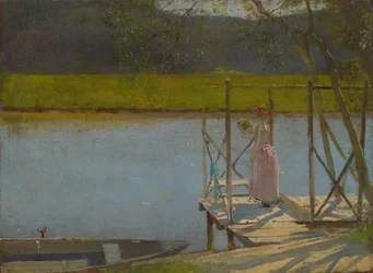 Kvinna vid en båt, ca 1875-85