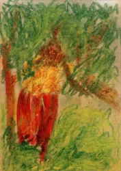 Untitled (kvinna som står under ett träd)