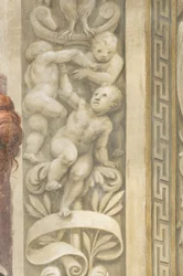 Putti, dekorationer runt fönstren (fresk)
