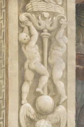 Putti, dekorationer runt fönstren (fresk)