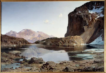 Lake Eychauda i Alperna. Målning av Laurent Guetal (1841-1892)