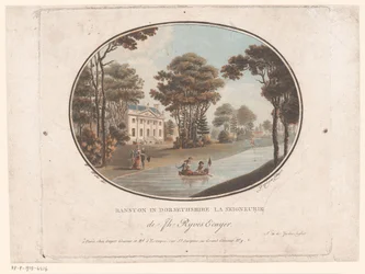 Utsikt över Ranston i Dorsetshire Ranston i Dorsethshire La Seigneurie de Jh Ryves Ecuyer. (titel på objekt) Jardins Anglais (serietitel på objekt) English Gardens (serietitel)