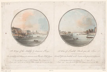 Utsikt över Adelphi och Somerset House från Themsen och utsikt över Lambeth Church från Themsen En vy av Adelphy & Somerset House (titel på objekt) En utsikt över Lambeth Church upon the Tames (titel på objekt) Views of London (serietitel)