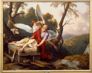 Abraham offrar sin son Isak, målning av Laurent de La Hyre (1606-1656), 1650, Reims, Saint-Denis-museet