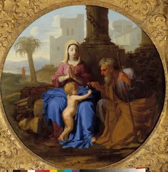Jungfru och barn med Saint Joseph-målning av Laurent de La Hyre (1606-1656)