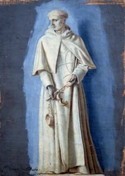 Saint Jean De Matha står och håller i kedjor Målning med camaieu på duk av Laurent de La Hyre (1606-1656) 1600-talets sön. 0,33 x 0,23 m Paris. Louvren