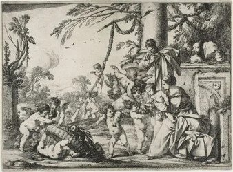 Den heliga familjen med Putti