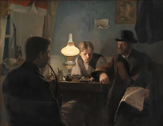 Ett besök i skomakarens butik, 1885.