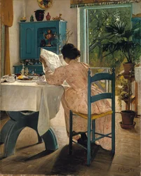 Frukost med morgontidningen, 1898.