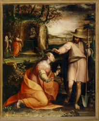 Kristus uppenbarar sig för den heliga Maria Magdalena - Noli me tangere ... (målning på duk)