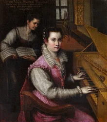 Självporträtt av Fontana, Lavinia (Lavinia Zappi) (1552-1614). Olja på duk, storlek: 24x23,8