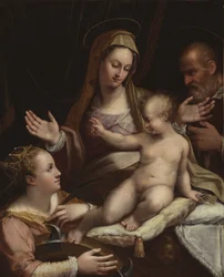 Den heliga familjen med den heliga Katarina av Alexandria, 1581