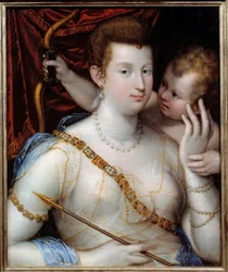 Venus och Amor, målning av Lavinia Fontana (1552-1614), 1592, H. 0,72 x 0,5 m, Musée des Beaux-Arts de Rouen