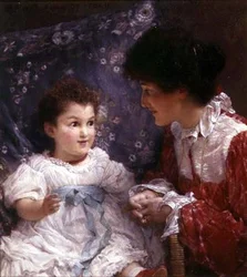 Porträtt av Mrs George Lewis och hennes dotter Elizabeth