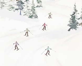Skidåkning i Tremblant, ca 2023 (blandteknik)