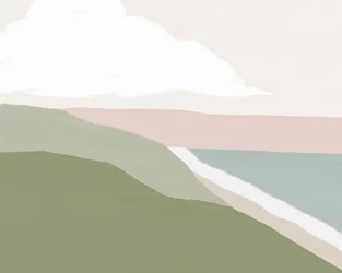 Soluppgång i Newport, ca 2020 (blandteknik)