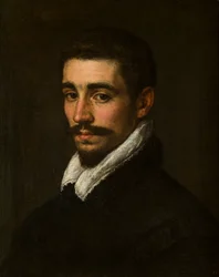 Porträtt av en okänd skäggig man, ca 1577-1622 (olja på duk)