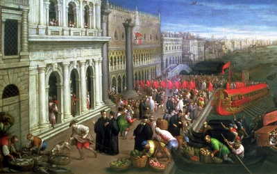 Riva degli Schiavoni, Venedig (olja på duk) (detalj av 64549)