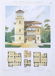 Design från "stads- och lanthus baserade på de moderna husen i Paris", c.1864