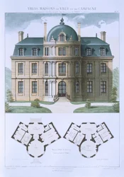Design från "stads- och lanthus baserade på de moderna husen i Paris", c.1864
