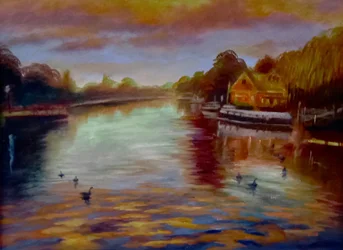 Twickenham Sunset, 2024 (olja på duk)