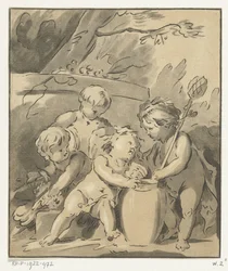 Fyra putti med vas