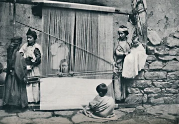 Kabylevävare och inhemsk vävstol, norra Algeriet, 1912