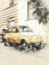 Klassisk gul Fiat