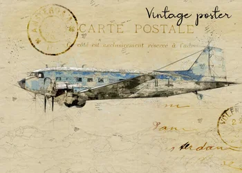 Vintage-vykort med flygplan