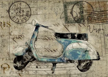 Vintage-vykort med Vespa