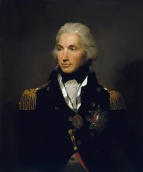 Porträtt av viceamiral Horatio Nelson (1758-1805), första viscount of Nelson. Olja på duk