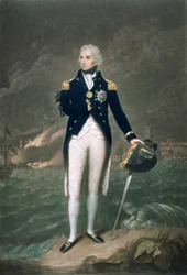 Sir Horatio Nelson, K.B., konteramiral av de blå, graverad och publicerad av William S. Barnard (1774-1849), pub. 1798 (färgad litho)