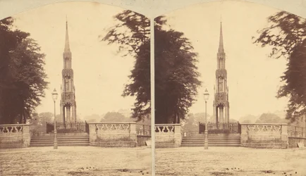 Grupp om 8 tidiga stereografiska vyer av brittiska monument, minnesmärken och gravar, 1850-1910-talen
