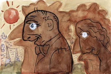 Karikatyr av Leo Gestel och hans hustru (ca 1891–1941) av Leo Gestel