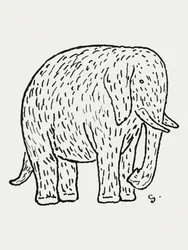 Elefant (ca 1891–1941) – teckning i hög upplösning av Leo Gestel
