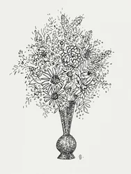 Blomvas (ca 1891–1941) – teckning i hög upplösning av Leo Gestel.