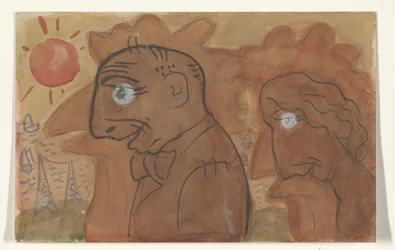 Karikatyr av Leo Gestel och hans fru