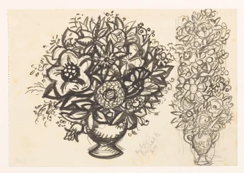 Två vaser med blommor